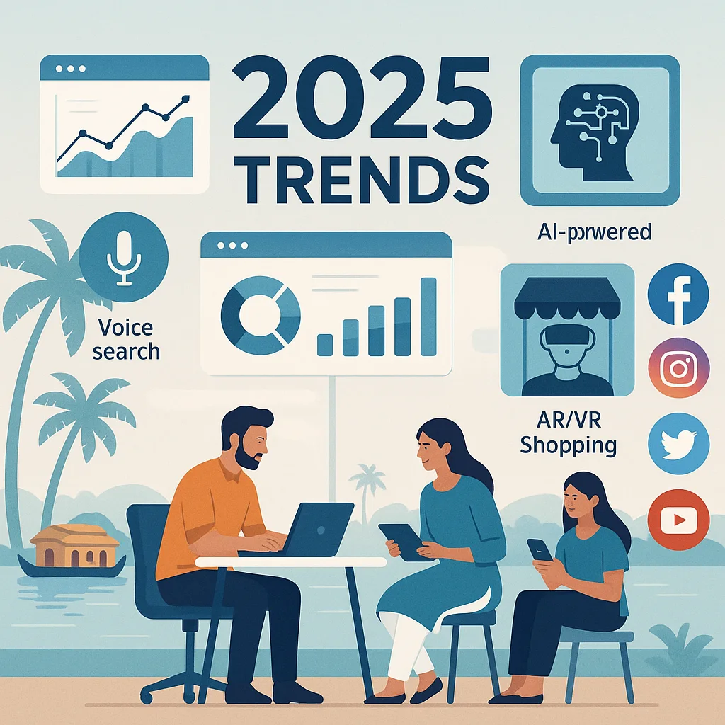 Latest digital marketing trends in 2025 – AI tools, voice search, ARVR shopping, and social media growth in Kerala’s digital landscape